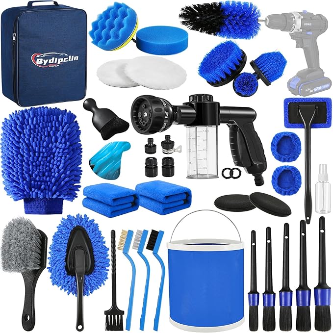 41Pcs Car Detailing Kit, Car Detailing Brush Set, Car Wash Cleaning Kit, Car Detailing Brushes, Professional Car Care Kit for Interior Exterior Wheels, Blue