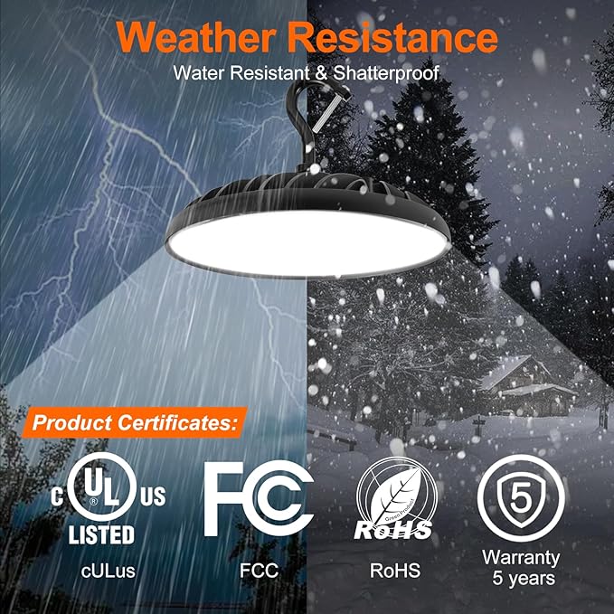 Sylvania UFO High Bay Led Shop Light, 150W, 16,500 LMS, 5000K, Daylight, 120V with 6 Foot Cord/Plug, Led Lights for Commercial Warehouse Workshop Factory Barn Garage, UL Listed - 1 Pack (66332)