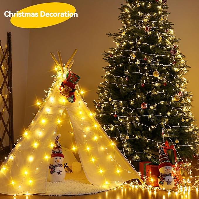 LitHome 2 Pack Warm White Fairy Lights Battery Operated, 20 FT 60 LED Twinkle Lights Battery Operated 2 Modes, Waterproof Led Fairy String Light for Indoor Outdoor Christmas Wedding Bedroom Decor