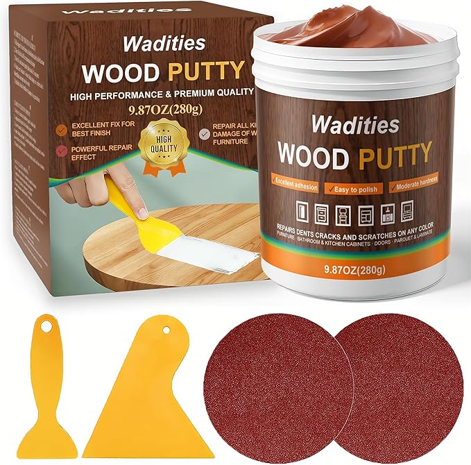 Walnut Wood Filler, Walnut Wood Putty, Paintable Stainable Wood Repair Putty, 9.87 Ounce Wood Furniture Repair kit, Quickly Repair Wood Cracks and Holes on Wooden Floor Furniture (Walnut)