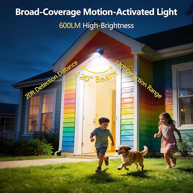 Wireless LED Spotlight, Battery Operated Motion Sensor Outdoor Light - 4000mAh Rechargeable 2-Mode IPX5 Waterproof 600LM Light for Porch, Garage, Hallway, Wardrobe (Blue)