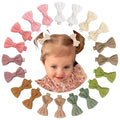 CÉLLOT 20Pcs Hair Clips Fully Lined 2 inch Bows Cotton and Linen Baby Hair Bows Hair Clips for Baby Girls Infants Toddlers and Kids