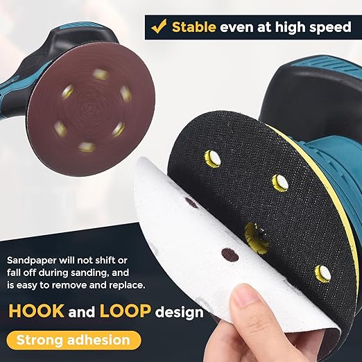 HARFINGTON 100 Pcs 5 Inch Sanding Discs, 1000 Grit Hook and Loop Sandpaper, 8-Hole Aluminum Oxide Orbital Sander Sandpaper for Woodworking Automotive Metal Polishing, Red