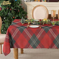 Christmas Tablecloth Rectangular 60x84 Inch Tablecloths for 4ft Waterproof, Machine Washable Polyester Table Cover for Xmas Party, Winter Holiday Home Decoration in Festive Checkered Green 1pack