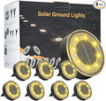ELUTENG Solar Ground Lights 8 Pack IP68 Waterproof Solar Pathway Lights 8 LED Garden Lights Anti-Rust Outdoor Landscape Lighting for Lawn, Yard, Deck, Driveway, Walkway (Warm Light)