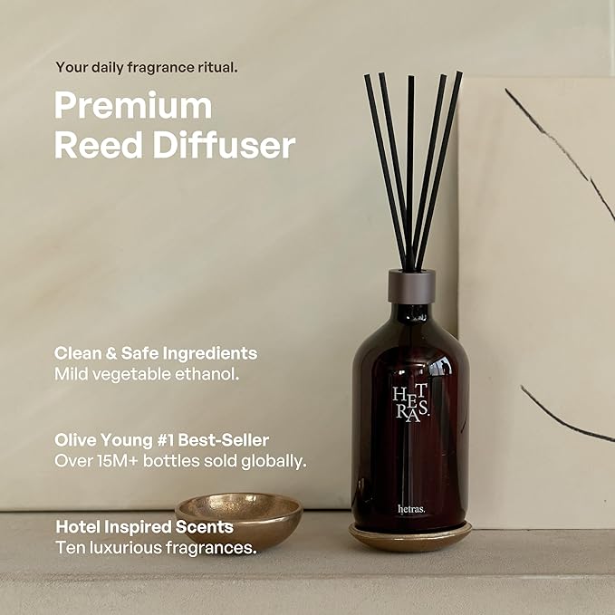 hetras Premium Reed Diffuser Set 16.9 fl.oz. 2 Pack | Hug Soap - Musk & Tonka Scent | Long-Lasting Luxury Fragrance with 10 Reed Sticks for Home & Office | Gifts for Loved One