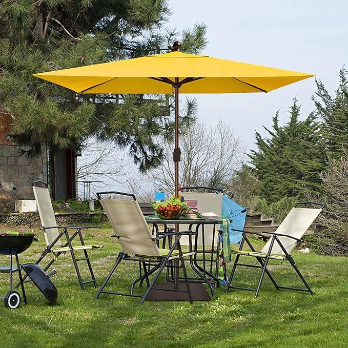 EliteShade USA 10-Year-Non-Fading 6.5x10Ft Rectangular Market Umbrella Patio Umbrella Outdoor Table Umbrella with Ventilation, Sunflower Yellow