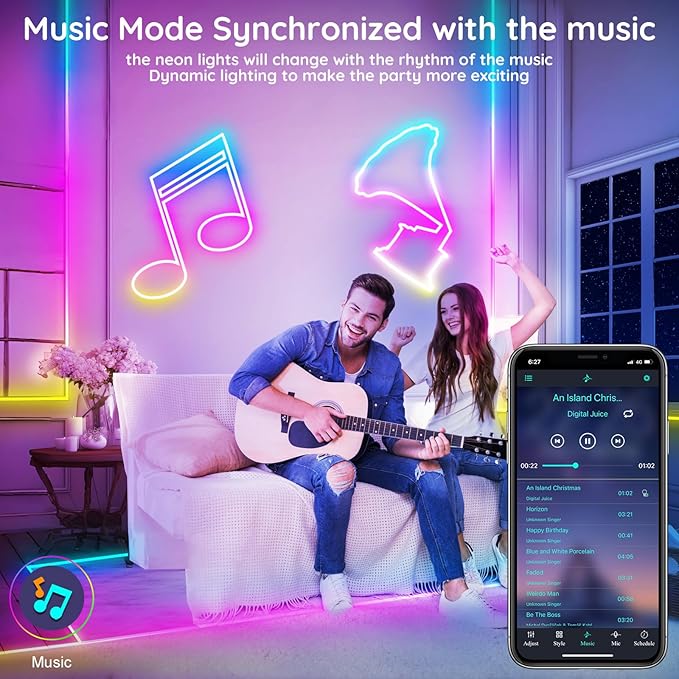 150Ft Led Rope Lights, Flexible Neon Lights Control with App/Remote, Multiple Modes, IP65 Outdoor RGB Waterproof, Music Sync Gaming Light Strip for Bedroom Decor