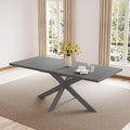 ZckyCine 7-Piece Dining Table Set, 6-Person Modern Rectangular Wooden Expandable Dining Table and 6-Person Leather Dining Chairs, 6-Person Kitchen Table and Chairs, Perfect for Kitchen Dining