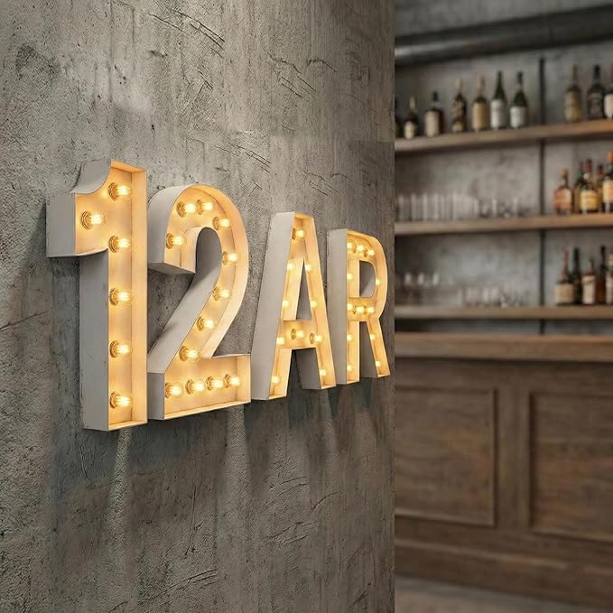 NEONSIGN Premium White Metal Marquee Letters for Wall Decor - 1.5ft to 4ft Large Light Up Alphabet & Numbers - Vintage Industrial LED Sign for Wedding, Party, Business Logo & Home Bar (48 INCHES)