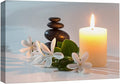 wall26 Canvas Print Wall Art Tropical White Flowers Massage Stone Spa Candles Yoga Nature Photography Realism Rustic Scenic Landscape Colorful for Living Room, Bedroom, Office - 32"x48"