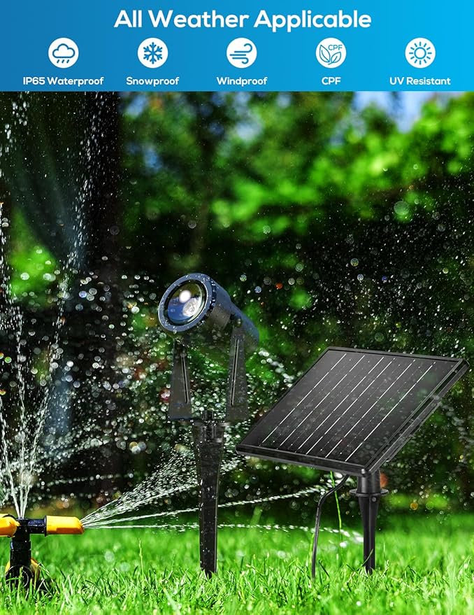 ZYAN Solar Landscape Spotlights, Separate Monocrystalline Panels & USB-C Powered 5400mAh Auto On Off Dusk to Dawn, Outdoor IP65 Waterproof, Warm White for Yard Path Patio (4 Pack)