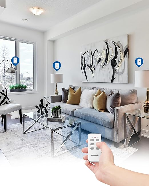 Remote Control Outlet, WILAWELS Wireless Remote Light Switch, Expandable Electrical Outlet Switch for Lamp, Light, Fan, Appliance, 100ft RF Range, FCC Listed, 1 Remote + 3 Outlets W02RC1306
