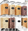 Cereal Containers Storage Set (4L / 135.2oz), 8PCS Airtight Food Storage Containers with Lids, Cereal Dispensers for Kitchen Pantry Organization and Storage with Pour Spout, 20 Labels, Marker
