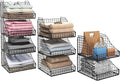 4-Pack Stackable Wire Baskets for Closet Organizers and Storage, Open Storage Bins for Clothes, Toys, and Snacks - Rustic Metal Closet Organizer and Shelves in Black