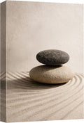 wall26 Canvas Print Wall Art Balanced Zen Stones on Raked Sand Minimal Neutral Photography Realism Rustic Colorful Multicolor for Living Room, Bedroom, Bathroom - 16"x24"