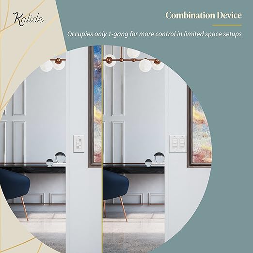 TOPGREENER Kalide Dual Load Dimmer Light Switch, Double LED Dimmer Switch, Full Range Dimming, Single Pole, Wall Plate Included, 120VAC,200W LED/CFL, Neutral Wire Not Required, TGDDS-W-2PCS, White