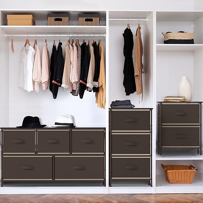 SIMPLE HOUSEWARE 2 Tier Night Stands Dresser for Bedroom Organizer Drawer Storage Tower, Brown