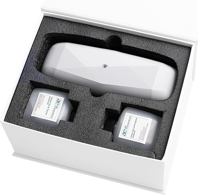 Air Esscentials The Diamond Gift Set, Smart Scent Air Machine Kit, Cold & Waterless Fragrance Oil Diffuser with 2 Signature Scents & Bluetooth Control, Herbal & Citrus Aromas, White