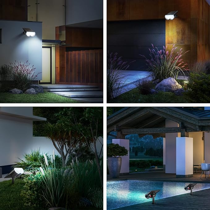 Solar Lights Outdoor Waterproof, Consciot 16 LEDs IP67 Spot Lights Outdoor, Auto On/Off Solar Garden Light, 2-in-1 Adjustable Wall Lights for Landscape Yard Pathway, Cool White 2 Pack