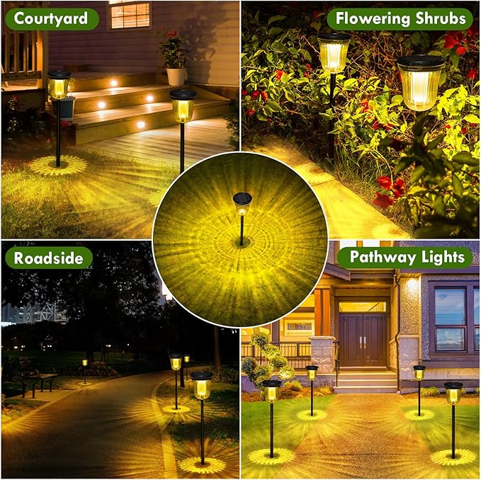 Solar Pathway Lights Outdoor, Solar Lights Outdoor Waterproof IP65, 200 LM Auto On/Off Solar Lights Garden,Outdoor Solar Lights for Yard Garden Walkway Driveway Path