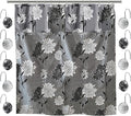 Zahari Home 13pc Erica Bathroom Fabric Shower Curtain Sets Bathroom Shower Curtain & 12 Shower Bathroom Hooks Modern Classic Luxury Contemporary Decor Grey Shower Curtain Stylish Bath Sets