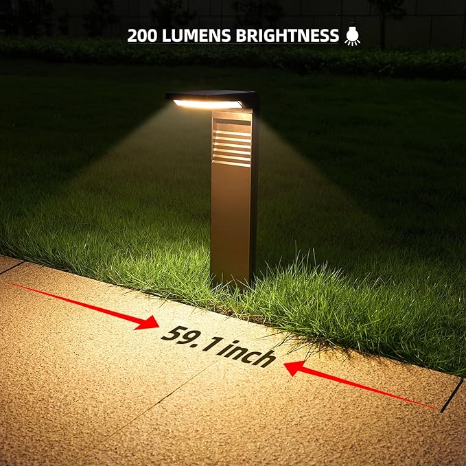Solar Pathway Lights 4 Pack with Warm White and Cool White Mode, Modern Solar Path Lights Outdoor Waterproof, Perfect Solar Lights for Backyard, Lawn, Driveway, Walkway, Garden Decorative.