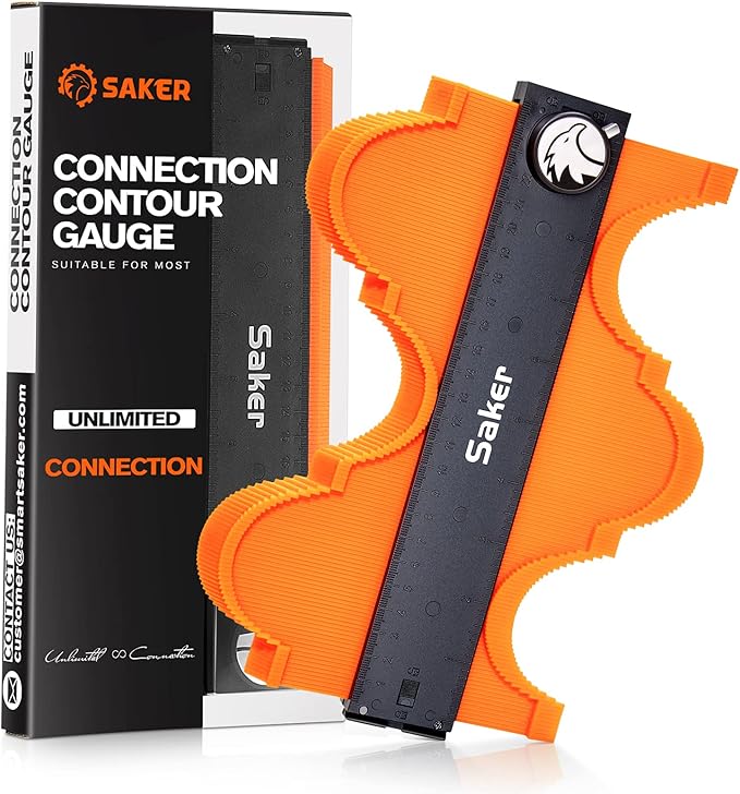 Saker Contour Gauge Profile Tool- Adjustable Lock-Precisely Copy Irregular Shape Duplicator (Unlimited Connection)