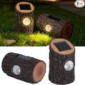 Solar Garden Lights Outdoor 2 Pack, Decorative Rustic Tree Stump Pathway Lights, Warm White Auto On/Off IP65 Waterproof Lights for Yard, Patio, Lawn, Flower Bed, Steps, Garden Decor Gifts