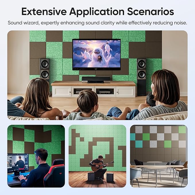 12 Pack 12" X 12" X 0.4" Acoustic Panels for Wall Sound Absorbing, Square Self-Adhesive Sound Panel, High Density Suitable for Multiple Scenarios(Coffee Brown)