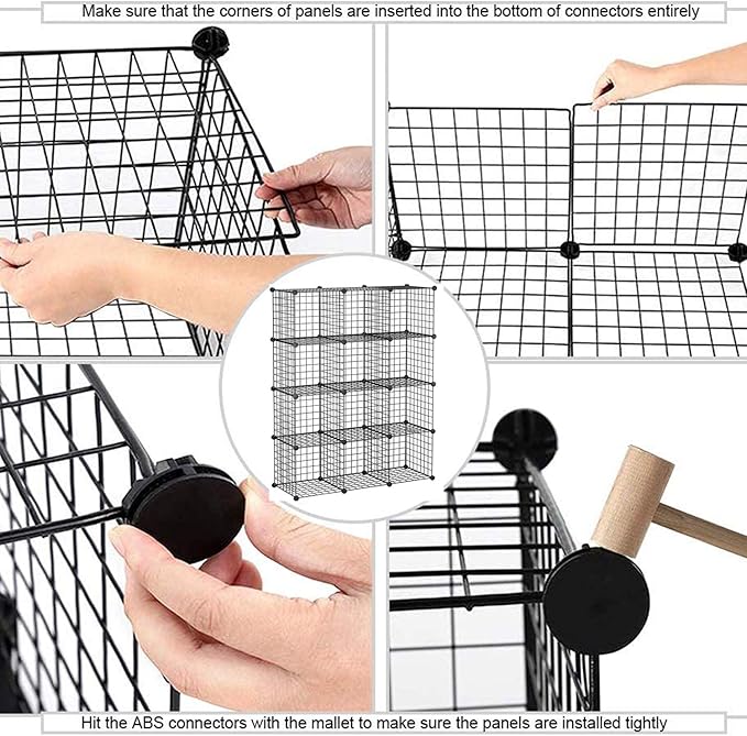 C&AHOME Wire Cube Storage, 12-Cube Storage Organizer Metal, C Grids Storage Bins Shelving, Modular Bookshelf Shelf, Closet Cabinet Ideal for Bedroom, Office 36.6”L x 12.4”W 48.4”H Black