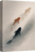 wall26 Canvas Print Wall Art Three Koi Fish Swimming in Misty Water Minimal Photography Realism Rustic Colorful Multicolor for Living Room, Bedroom, Bathroom - 16"x24"