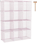 C&AHOME Wire Cube Storage, 12 - Cube Organizer Metal C Grids, Modular Shelves Units, Closet Organizer, Ideal for Home, Office, Living Room, 36.6”L x 12.4”W 48.4”H, Pink UWCS3012P
