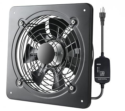 12 Inch Window Exhaust Wall Mounted Ventilation Basement Extractor Industrial Fan 720 CFM High-Speed1460 RPM Industrial Fan for Home Garage Office Commercial Use (12 Inch+Speed Control)