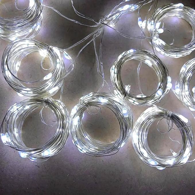 Curtain String Lights, 300 LED Fairy Lights with 8 Light Modes, 9.8x9.8Ft Remote Controlled Plug-in Fairy String Lights for Christmas, Bedroom, Indoor, Outdoor, Weddings, Party Decor (White)