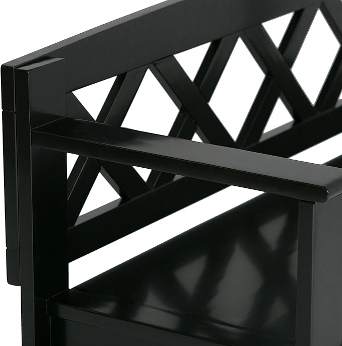 SIMPLIHOME Amherst Entryway Storage Bench - 48 inch Wide Solid Wood Hallway Seat in Black, Transitional Bench for Entryway or Living Room with Lift-Up Lid and Spacious Storage