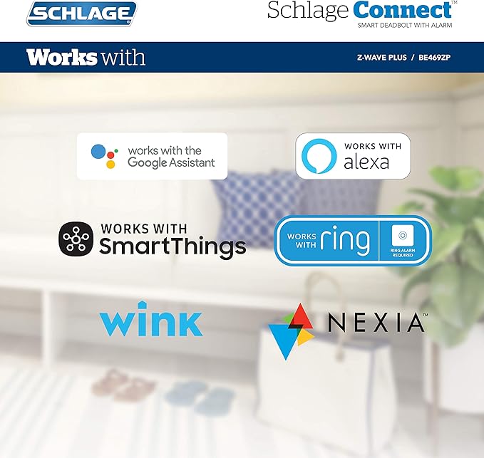 SCHLAGE BE469ZP CEN 619 Connect Smart Deadbolt With Alarm Inbuilt Century Trim In Satin Nickel