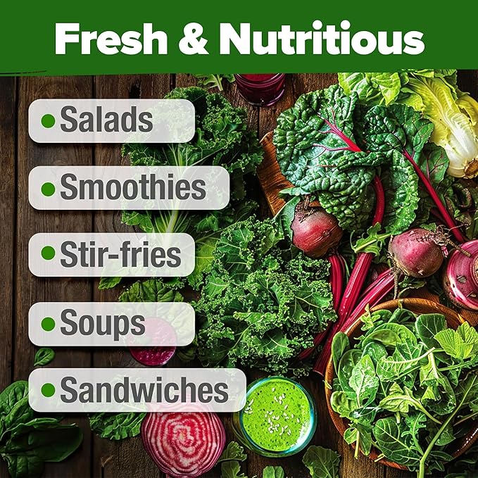 HOME GROWN 21,600+ Lettuce Seeds for Planting - 20 Heirloom Varieties, Non-GMO USA - Romaine, Butterhead, Iceberg, Leaf Lettuce, Spinach & Kale - Indoor, Outdoor & Hydroponic Garden Kit