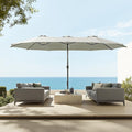Sophia & William 15 ft Extra Large Patio Umbrella with Base Included, Rectangular Outdoor Umbrella Heavy Duty, Market Umbrella Double-sided Fade Resistant for Pool Garden Backyard, Ivory White