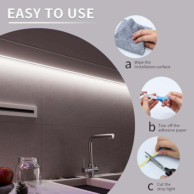 MIWISE CCT COB LED Strip Light Tunable White,20ft/6.1m Dimmable 2700K-6500K CRI90+ 24V LED Tape Light,for Under Cabinet Bedroom Kitchen DIY Lighting(Power Supply & Controller NOT Included)