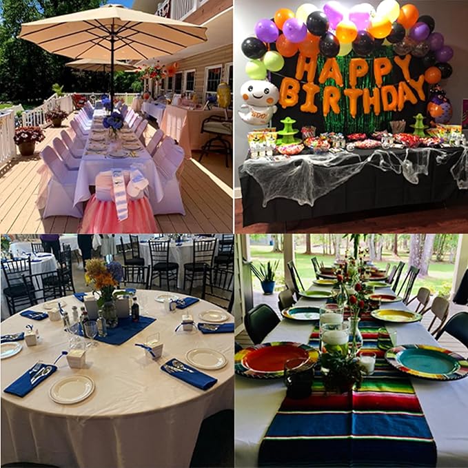 6 Pack Red Round Tablecloths 132 Inches Table Cloth Stain and Wrinkle Resistant Washable Polyester Table Cover Fabric for Party, Wedding,Dining,and Banquet Decoration