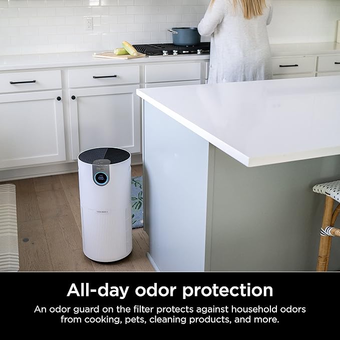 Shark Air Purifier for Home Large Room, Clean Sense Technology, HEPA Air Filter, 1000 Sq Ft, Kitchen, Filters Smoke, Captures 99.98% of Particles, Pet Dander, Pollutants, Dust, Allergens, HP201