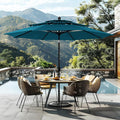 Sophia & William 10ft 3 Tier Auto-tilt Patio Umbrella, Outdoor Double Vented Umbrella with Crank, Cyan-blue