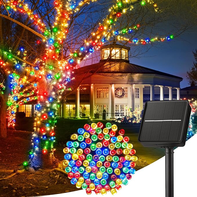 Minetom Solar String Lights Outdoor, 40FT 100 LED String Lights Solar Powered with 8 Lighting Modes, Waterproof Solar Patio Lights, Colorful Solar String Lights for Outside Tree, Multicolor