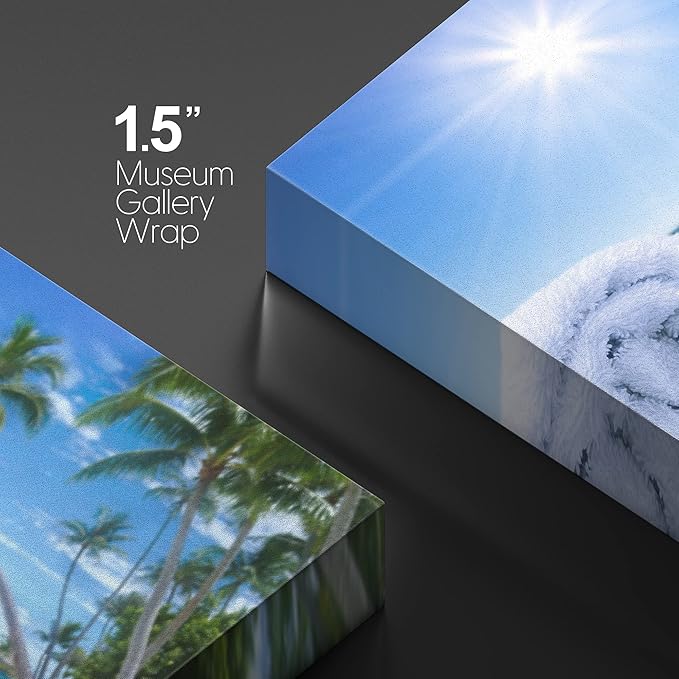 wall26 Canvas Print Wall Art White Massage Stones on Vibrant Beach Nature Floral Photography Realism Tropical Landscape Colorful Multicolor for Living Room, Bedroom, Office - 24"x36"