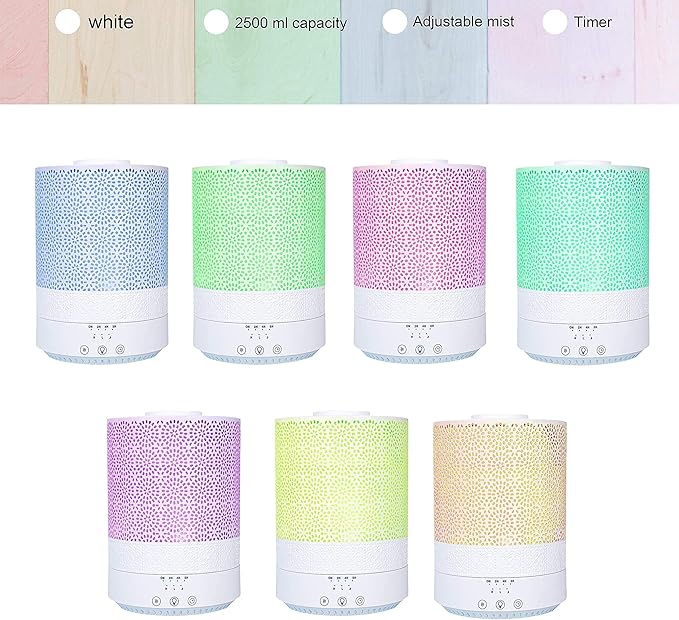 BlueHills Premium Set of Two Large 5000 ML XL and 2500 ML Essential Oil Diffusers Humidifier Combo for Large Room Home with Décor LED Lights Great Gift – White