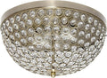 Elegant Designs FM1000-ABS Elipse Crystal 13 Inch Modern Metal 2 Light Bowl Shaped Ceiling Flush Mount Fixture, Antique Brass