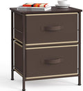 SIMPLE HOUSEWARE 2 Tier Night Stands Dresser for Bedroom Organizer Drawer Storage Tower, Brown
