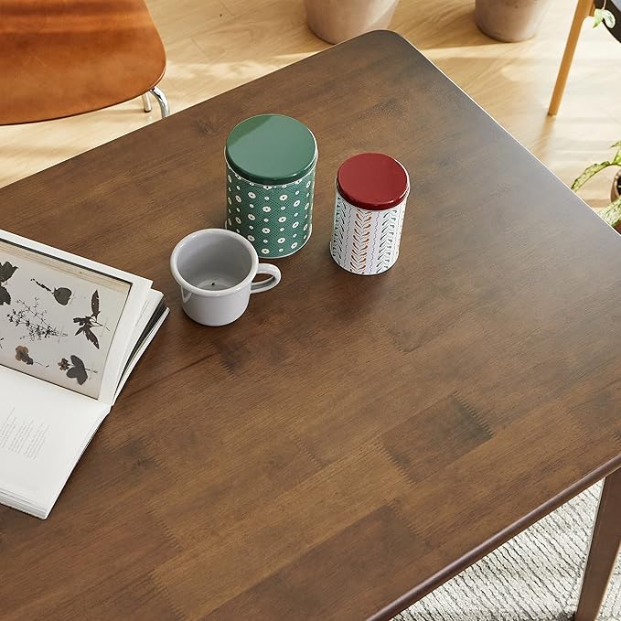 Livinia Canberra 47.2" Rectangular Wooden Dining Table/Mid Century Modern Malaysian Oak Kitchen Table (Walnut) Table Only