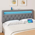 GREENSTELL Headboard for Queen Size Bed with 60,000 DIY Color of LED Light, USB & Type C Post, Upholstered, Height Adjustable, Sturdy, Easy Assembly, Wall Mounted Head Boards Only, Gray
